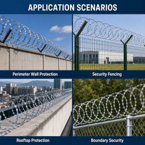Alambre de púas galvanizado en espiral para uso en perímetros ferroviarios y varios rangos estándar, con tamaños de bobina personalizados según requisitos OEM - Product Image 6