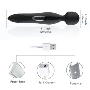 매직 AV 완드 USB 충전식 방수 실리콘 바디 마사지기 클리토리스/G-스팟 딜도 바이브레이터 5단계 무윤활 성인용품 - Product Image 6