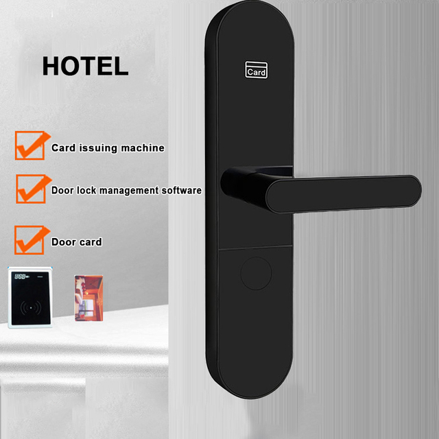 Keyless Electric Rfid Card Smart Hotel Door Lock With Free Software Encoder With Mechanical Key and Card
