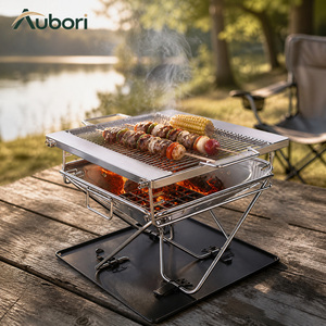 Griglia Esagonale Pieghevole in Acciaio Inox Barbecue Portatile per Feste all'Aperto Terrazza Balcone Picnic - Product Image 6
