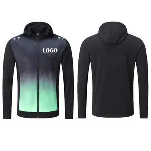 Winter Custom LOGO New Arrival Trainings anzug Fußball Schwarz Grün Herren Trainings anzüge Logo Zip Plain Jogging Herren Trainings anzug Hoodies