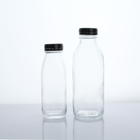 Bouteilles en verre vides de 500 ml et 1000 ml, carrées et rondes, pour lait et produits laitiers, avec couvercle inviolable, pour jus pressé à froid