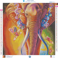 Peinture Diamant 5D Éléphant Coloré VANCY ARTS – Kit DIY Haut de Gamme à Poils Courts, Peinture Diamant Carrée en Résine, Art de la Gemme – Vente en Gros