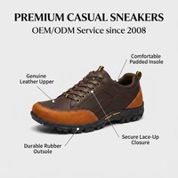Chaussures de marche décontractées pour hommes en cuir de vache véritable, faites à la main, souples, antidérapantes, respirantes et durables, idéales pour les sports de plein air (vente en gros)