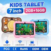 Tablette pour enfants, nouvelle tablette éducative 7 pouces, 16 Go, processeur quadricœur MTK 1,3 GHz, Android 8.1, Wi-Fi, écran tactile, certifiée ROHS
