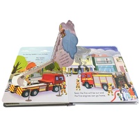 Libro de Cartón con Tapa Dura en Inglés, Personalizado, con Ventana para Ver Cómo Funciona un Camión de Bomberos, 3D, para Niños, Educación Temprana