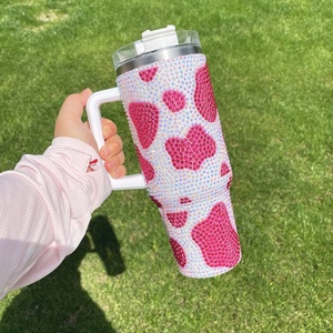 Coffee Mug Wholesale Bulk Cow Print Rhinestone Bling Tumbler Chocolate Milk <strong>Cowprint</strong> 40oz Tumbler Cow Print Tumbler - Product Image 2