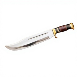 Couteau Bowie de haute qualité pour l'extérieur, lame fixe en acier Damas avec manche en bois de rose, couteau de camping OEM, cadeau pour chasseur - Product Image 2