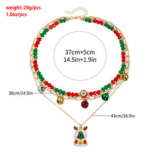 Collar con colgante de muñeco de nieve con campana de Navidad de aleación de moda, Gargantilla con cuentas para mujer, regalo de fiesta de vacaciones, <span class=keywords><strong>intercambio</strong></span> y vacaciones de invierno - Product Image 6