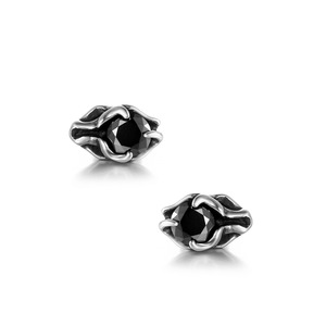 <b>Stud</b> Earrings Tibetan <b>Silver</b> Black Zircon Claw Setting Geometry Design Party Women's Fashion Jewelry CF150 - Product Image 1