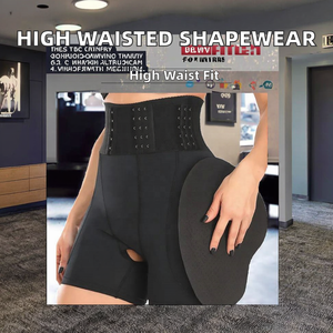 Nouveauté 2026 : Shorty gainant taille haute effet push-up avec coussinets amovibles et entrejambe ouvert, rehausseur de hanches - Product Image 2