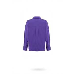Camisa de punto de viscosa a rayas morada bordada con botones para mujer, estilo formal, talla XL, adelgazante, para primavera y otoño - Product Image 2