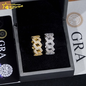 Nhẫn nam Hip Hop mạ đá Moissanite cao cấp, kiểu dáng Cuba hai hàng, đính đá VVS, khuyến mãi nóng - Product Image 5