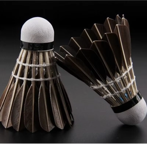 Volantes de Bádminton de Pluma Negra de Alta Durabilidad, 12 Unidades, Pluma de Ganso, Velocidad 76/77, Cabeza de Corcho para Entrenamiento en Interiores y Exteriores - Product Image 1