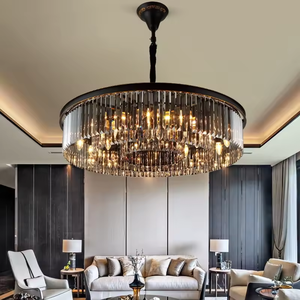 Decoration American Crystal Pendant Lights <b>Living</b> <b>Room</b> Luxury Black stainless steel <b>Chandelier</b> with Crystal - Product Image 1