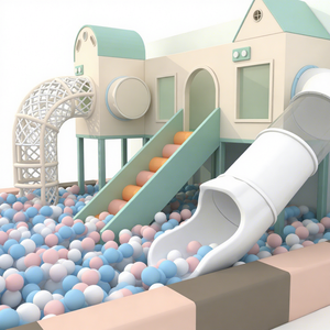 Ensemble de jeux d'intérieur Macaron Color Soft Play House avec toboggan, filet d'escalade et piscine à balles pour <span class=keywords><strong>restaurant</strong></span> familial et aire de jeux pour enfants - Product Image 3
