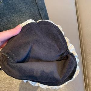 Tongxingyuan Girls Fleece <b>Lined</b> Flared Jeans Dark Blue Cotton Winter Baby Bottoms - Product Image 4