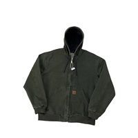 Veste de travail à capuche J25 pour homme, 100% toile de coton, décontractée, vintage, coupe ample, avec patch en cuir, délavée, thermique, sans repassage, logo personnalisé