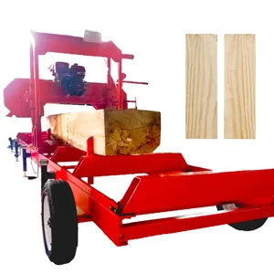 Hot sale China band saw machine wood cutting machine portable sawmill on wheels with trailer