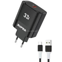 Chargeur rapide pour téléphone portable 33W avec prise US EU, QC3.0, USB, câble Type C, adaptateur de voyage USB à charge rapide 33W