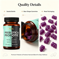 Gummies prébiotiques formule avancée 50 unités Framboise bleue Marque privée OEM ODM Vente en gros Fournisseur d'usine