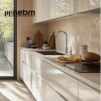 Cuisine moderne modulaire en contreplaqué avec placage PVC, armoire avec robinet, couleur personnalisable, design noir