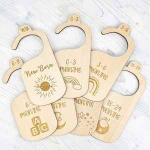 <b>Nursery</b> Organizers for Hanger <b>Wooden</b> Clothes Organizer From Newborn to 24 Months Set of 7 Baby Closet Dividers - Product Image 1
