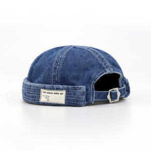 Casquette de marin américaine rétro tendance en coton denim pour homme et femme, style japonais artistique, avec étiquette en tissu - Product Image 3