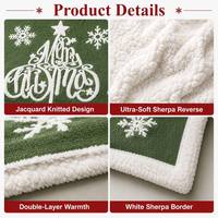 Couverture de Noël en jacquard à motif neige, réversible, douce, en polaire Teddy Sherpa, pour l'hiver