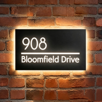 Plaque de porte lumineuse moderne, signalétique rétroéclairée par LED, numéro de chambre pour hôtels, appartements, bureaux, plaque de porte en acrylique
