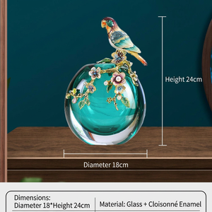Jarrón de Cristal con Adorno de Loro Esmaltado, Decoración de Mesa para el Hogar, Sala de Estar, Entrada, Boda - Product Image 1
