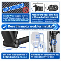 Kit de conversion de moteur central 52V 1000W avec écran LCD couleur pour VTT électrique, livraison gratuite, stock UE/US, BSA 68-73mm