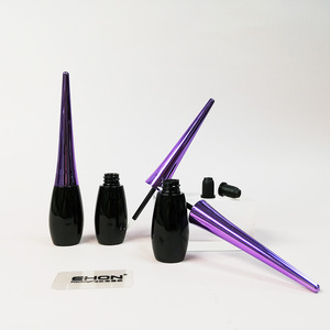8ml Empty Cosmetic Eyeliner Tube Glossy Black <b>Bottle</b> With Metallized Cap Eyelash Packaging Liquid Eyeliner Container For Makeup - Product Image 3