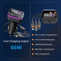 Transmetteur FM sans fil Bluetooth adaptateur de voiture récepteur Radio lecteur MP3 appel mains libres 66W type-c USB chargeur de voiture charge rapide