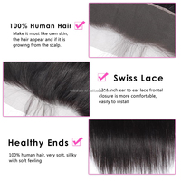 13x4 cheveux raides hd dentelle transparente frontale longue os droite naturelle droite Hd 100% toupet de cheveux humains bruts