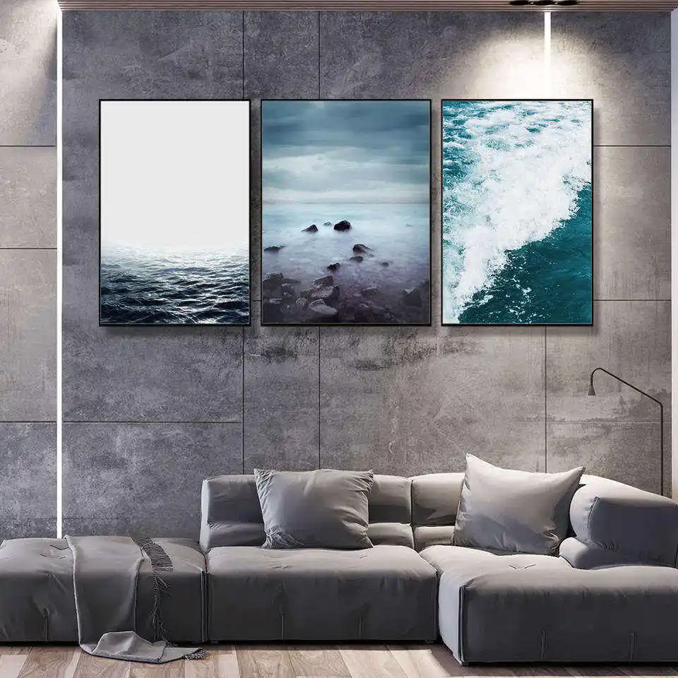 Decorazione della parete personalizzata immagine del paesaggio HD stampato 3 pezzi Group Art Print Canvas Painting