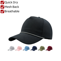 Casquette de baseball unisexe en polyester 100 % à séchage rapide, respirante et perforée, style camionneur, pour l'été, vente en gros
