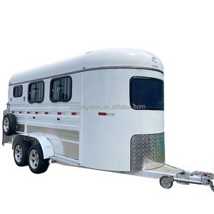 豪華なリビングクォーターホースフロート滑り止めフロア & サドルラック電動ブレーキアクスル2馬用トレーラー - Product Image 1