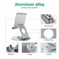 Support de tablette portable ergonomique, pliable, réglable, rotatif à 360°, en aluminium, pour ordinateur de bureau