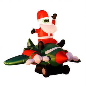 Babbo Natale Gonfiabile su Jet, Decorazione Natalizia da Giardino, Decoro per Esterni, Materiale PVC, Unisex - Product Image 1