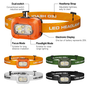 Lampe frontale à capteur A39, 500 lumens, LED rechargeable, étanche, pour course à pied, camping, randonnée, mines - Product Image 2