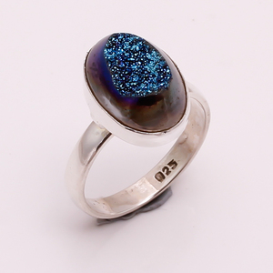 Venta al por mayor de piedras preciosas de plata esterlina 925, joyería fina hecha a mano, titanio Natural Druzy, exportador personalizado para bodas, compromisos - Product Image 2