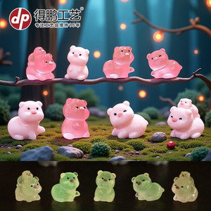 Figuritas de cerdos lindos, mini adornos de resina que brillan en la oscuridad, decoración para escritorio, coche, accesorios de bricolaje, diseño de cerdito gordo, unisex 5 7 - Product Image 2