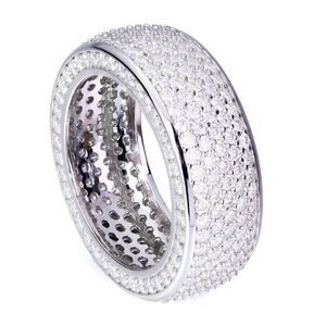 Anillo de Eternidad de Lujo para Hombre, Chapado en Oro Blanco sobre Plata de Ley 925, con Moissanita Certificada GRA, Totalmente Cubierto de Piedras, Venta al por Mayor - Product Image 3