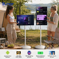Televisor Inteligente Portátil de 32 Pulgadas con Pantalla Táctil Giratoria, Cámara Android, Soporte para Tablet PC con Ruedas, Televisión Recargable
