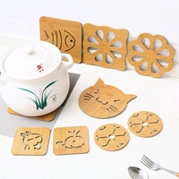 Sous-verre en bois ajouré au design coréen, motif dessin animé, isolant thermique, antidérapant, anti-brûlure, pour cuisine, dessous de plat, dessous de bol, dessous de casserole