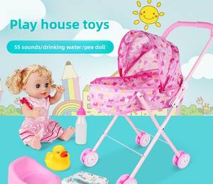 Poussette pliable pour bébé en plastique fabriquée en usine, jouet de simulation de voiture pour poupée, jouet pour enfants de 5 à 7 ans - Product Image 2