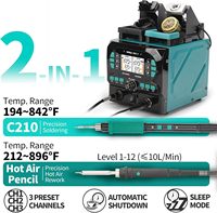 Kit de soudage de précision 2-en-1 YIHUA 992D-II avec stylo à air chaud et fer à souder C210 avec affichage LCD dynamique