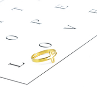 Bague ajustable en acier inoxydable pour femme, design simple, bijoux en or, motif croix