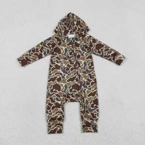 Mono de Algodón con Estampado de Camuflaje para Bebés Niñas Recién Nacidas, con Capucha, Estilo Casual, Venta al por Mayor - Product Image 1